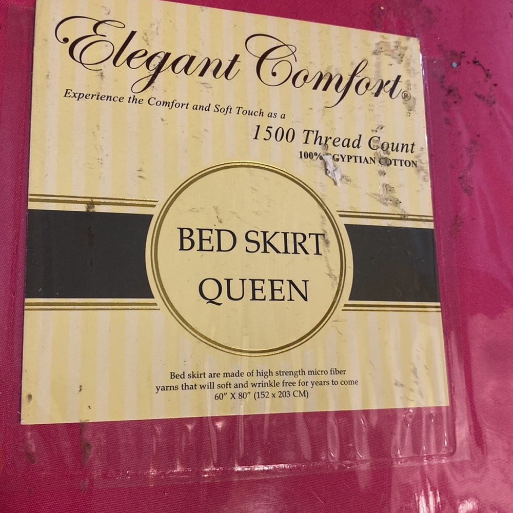 SALE NWT Elegant Comfort Queen Bed Skirt Pink 1500 Thread Count Egyptian Cotton - Picture 4 of 4
